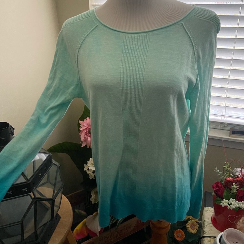 L-RL Lauren Ralph Lauren Active knit crew neck sweater ombré light2dark 💯cotton